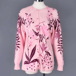 Darlene Vintage Sweater Pink Floral Print Cardigan